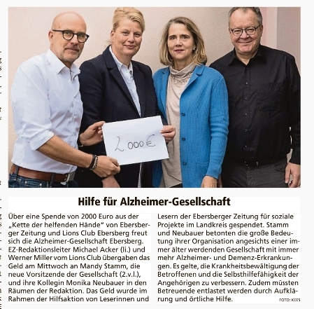 Übergabe der Spende